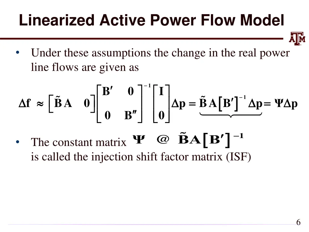 linearized active power flow model