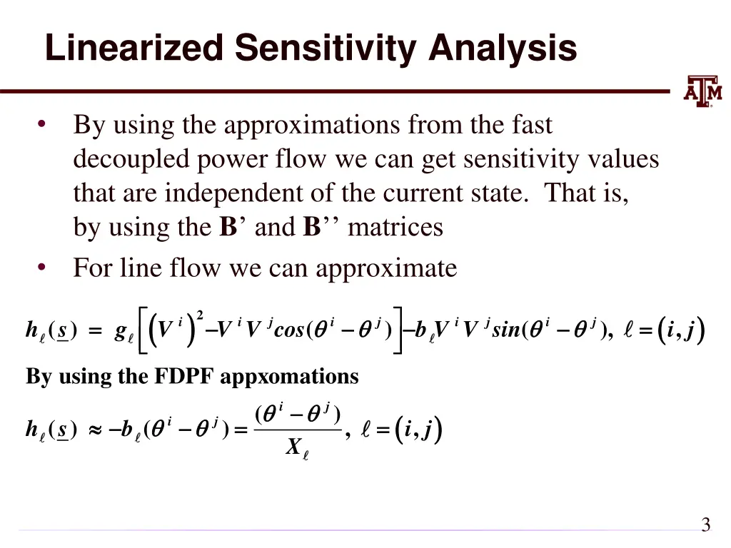 linearized sensitivity analysis