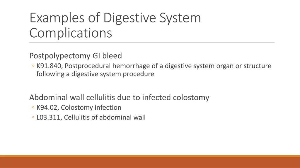 examples of digestive system complications