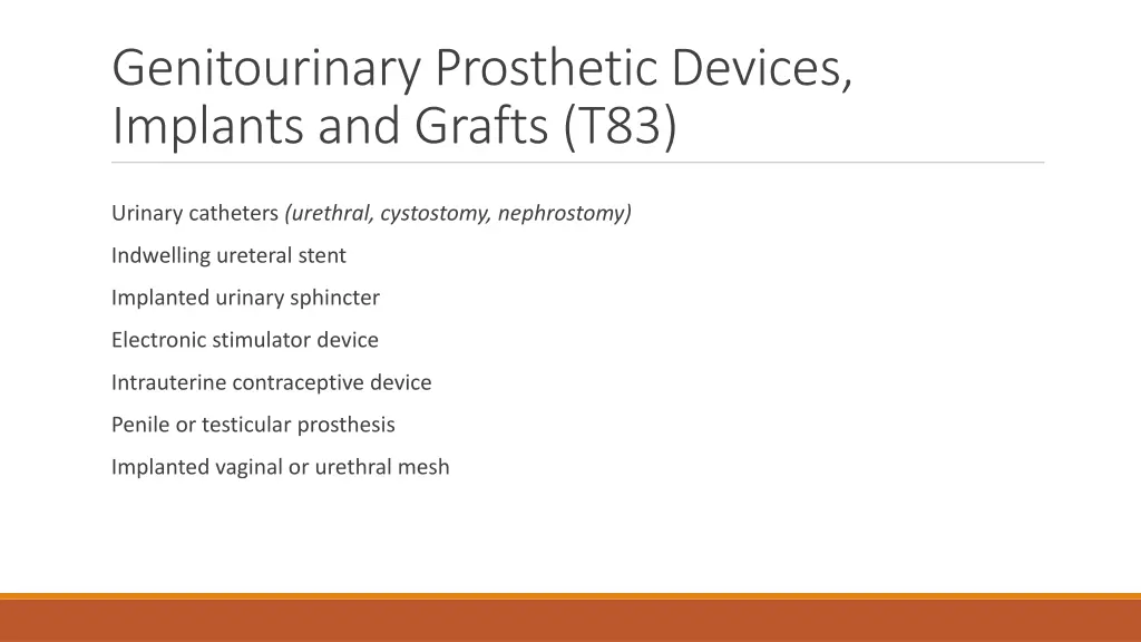 genitourinary prosthetic devices implants