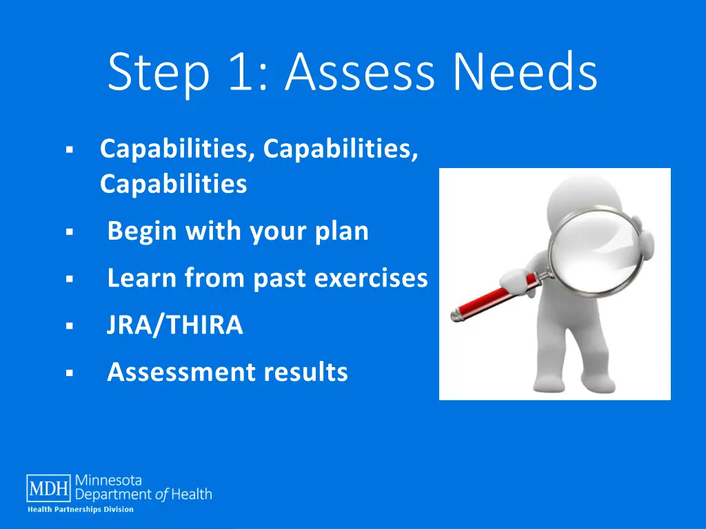 step 1 assess needs