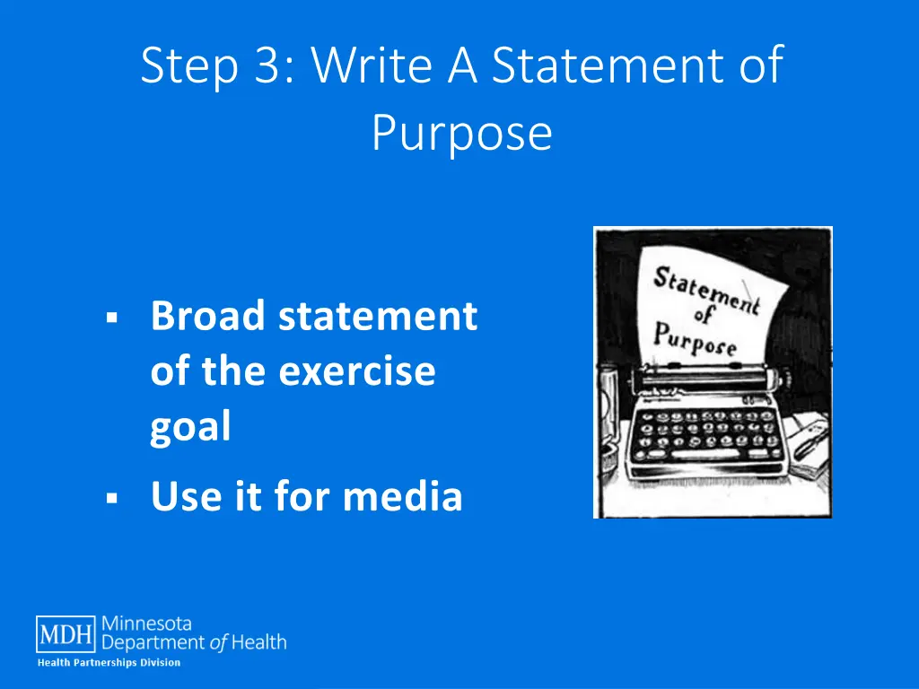 step 3 write a statement of purpose