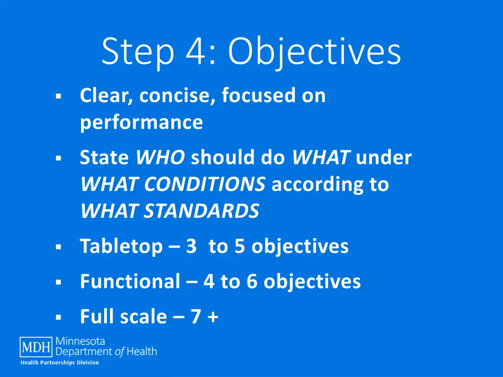 step 4 objectives