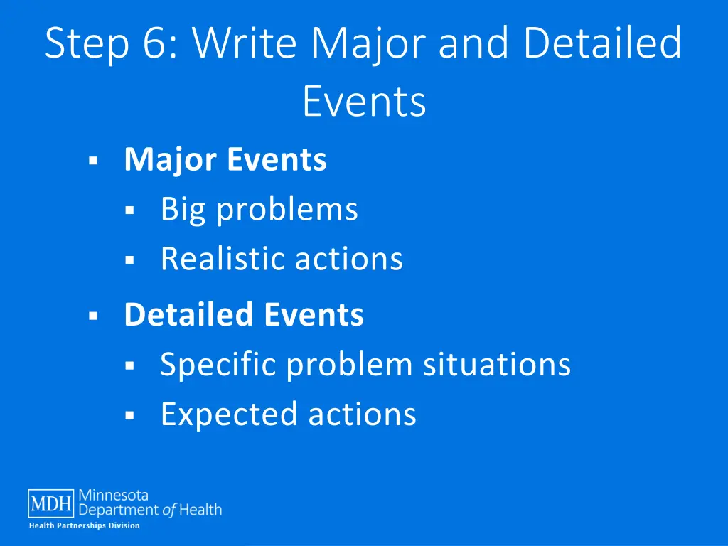 step 6 write major and detailed events 1