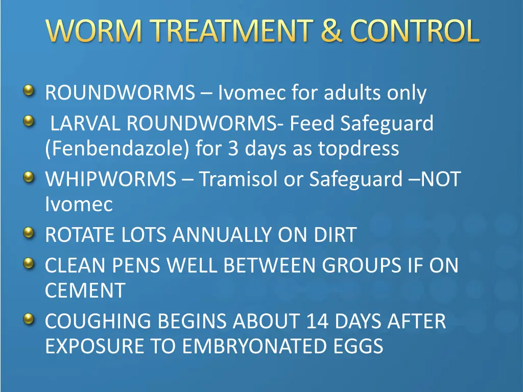 worm treatment control