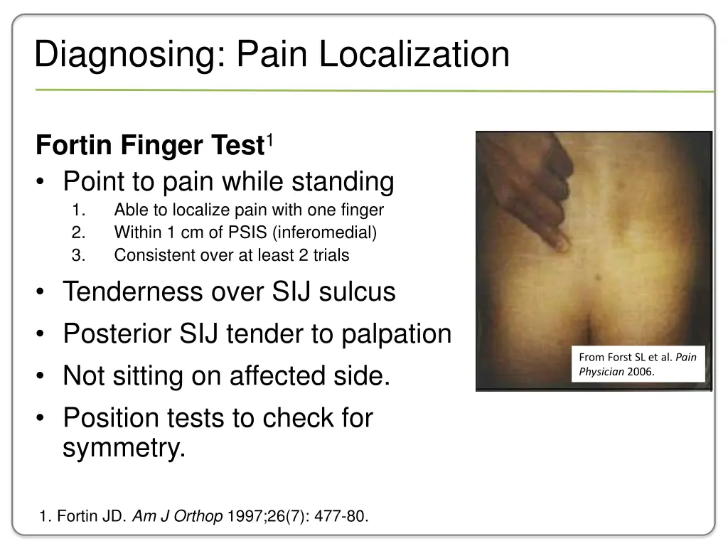 diagnosing pain localization