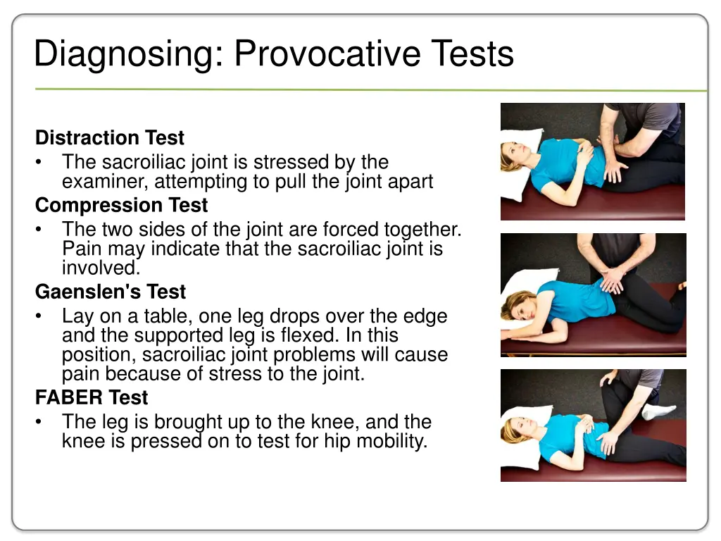 diagnosing provocative tests