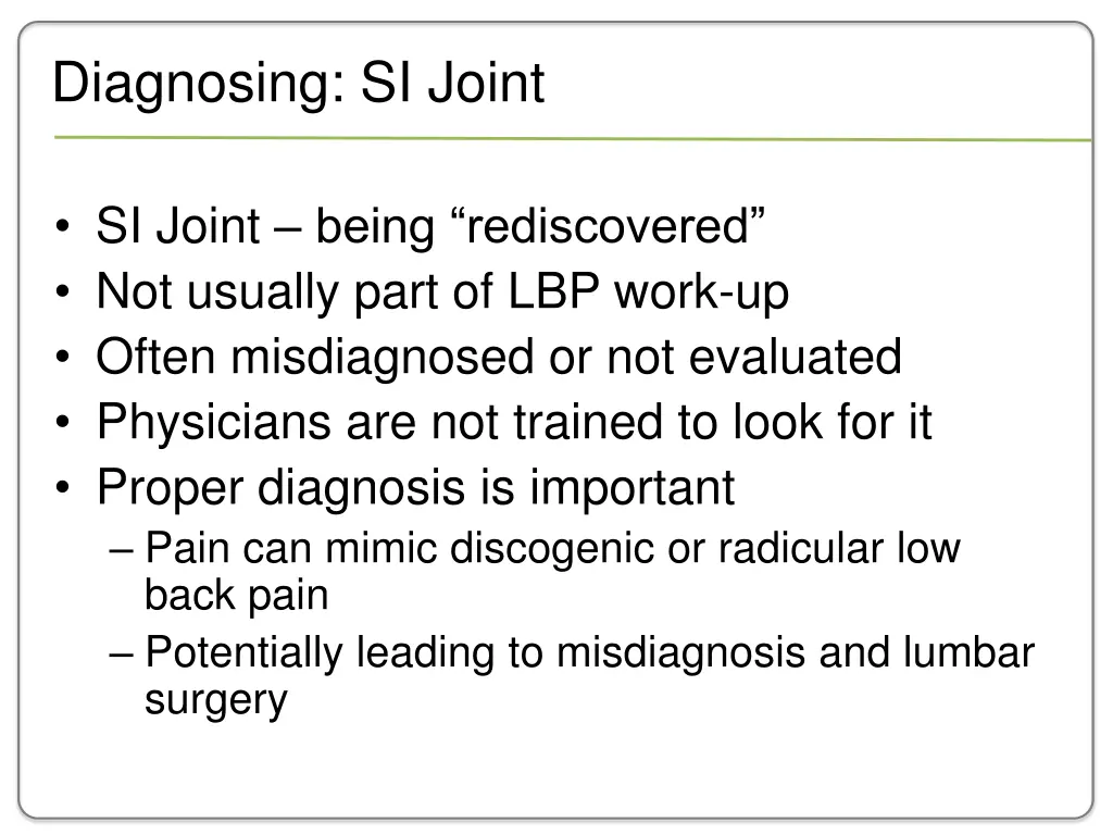 diagnosing si joint