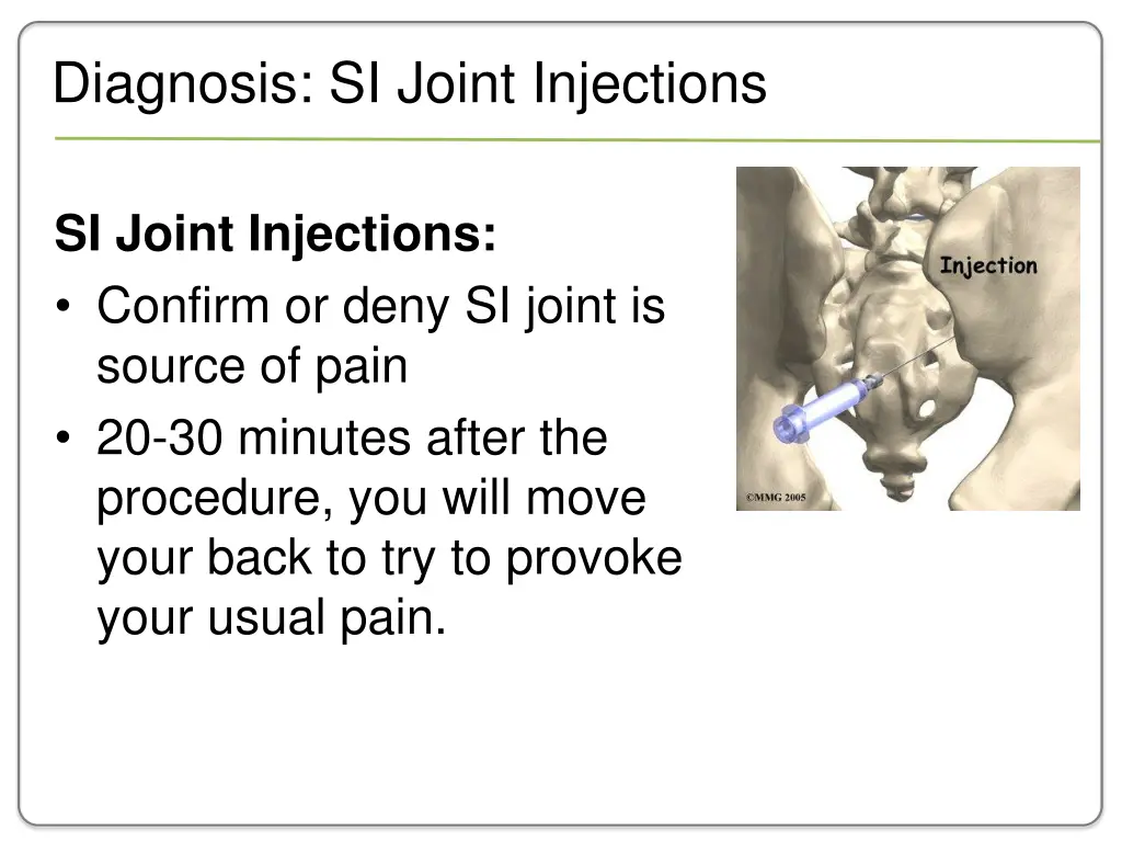 diagnosis si joint injections