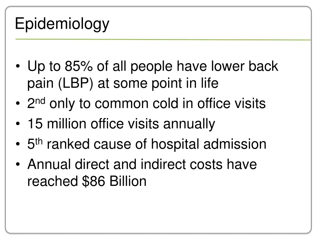 epidemiology