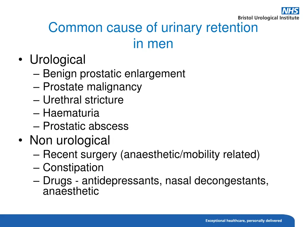 common cause of urinary retention