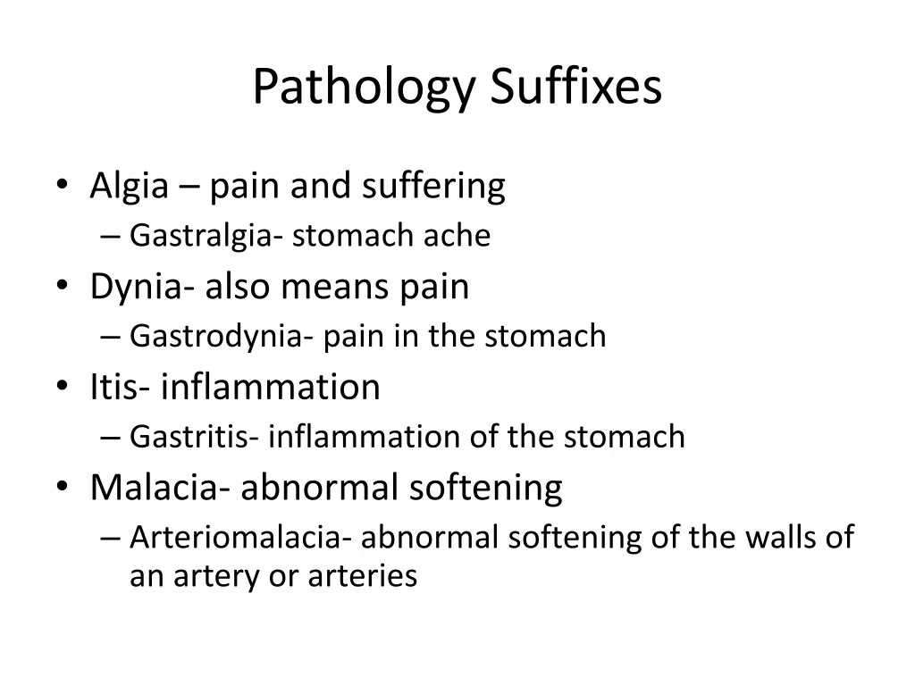 pathology suffixes