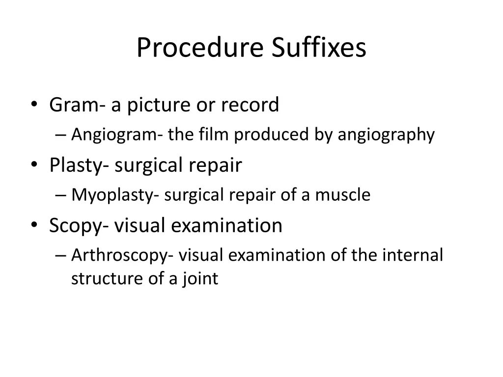 procedure suffixes 1