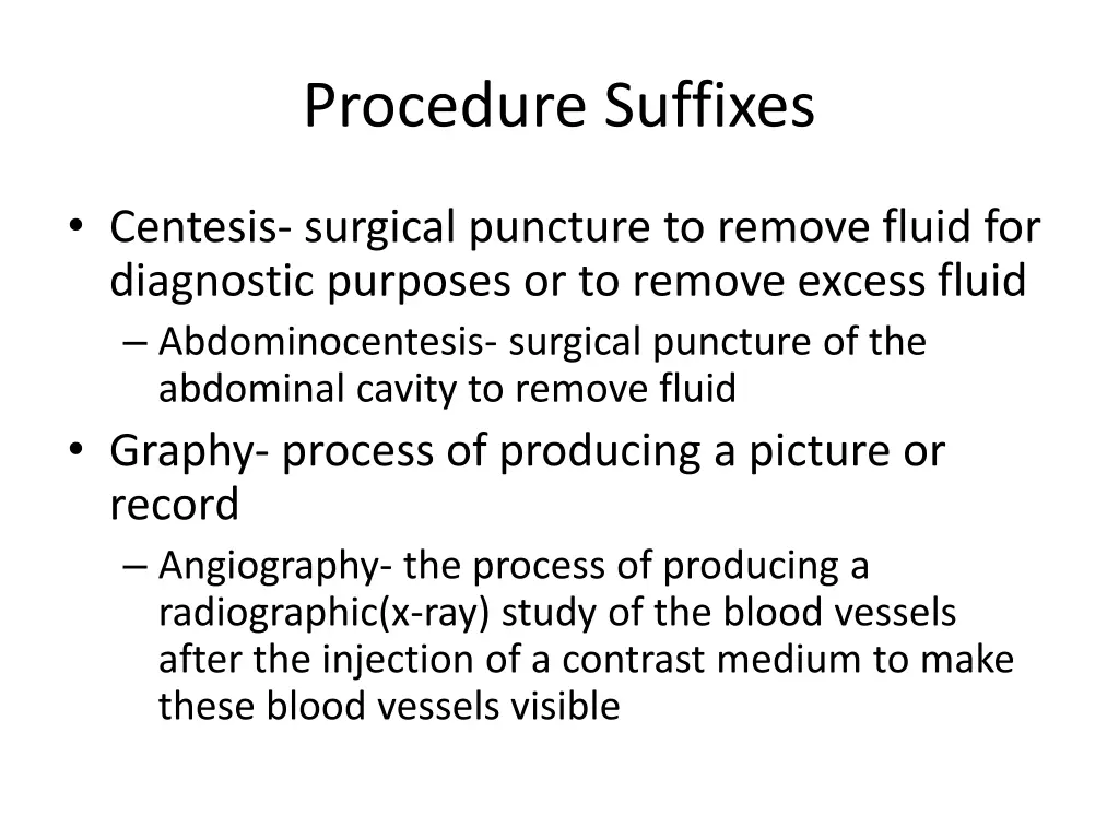 procedure suffixes