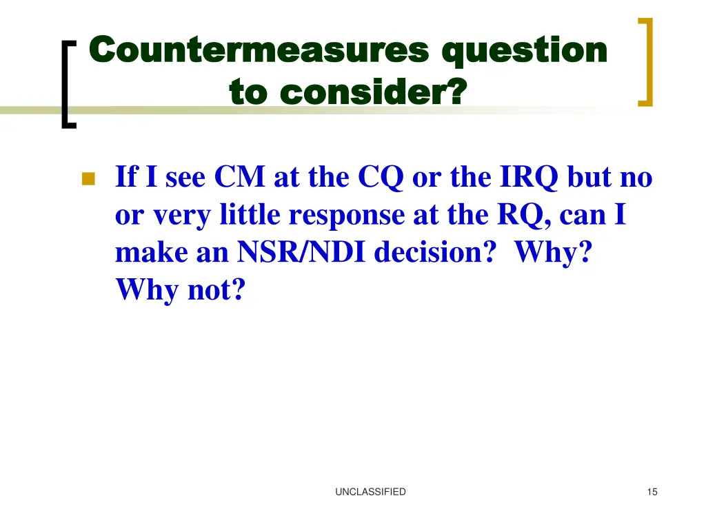 countermeasures question countermeasures question