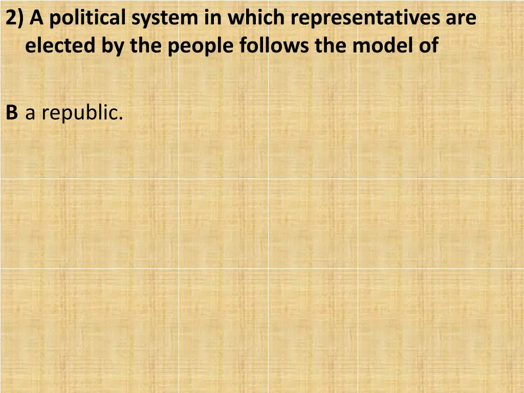 2 a political system in which representatives 1