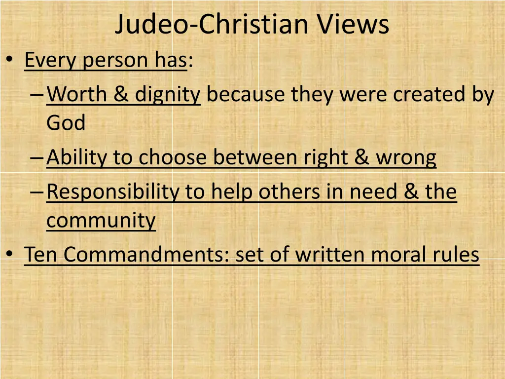 judeo christian views every person has worth