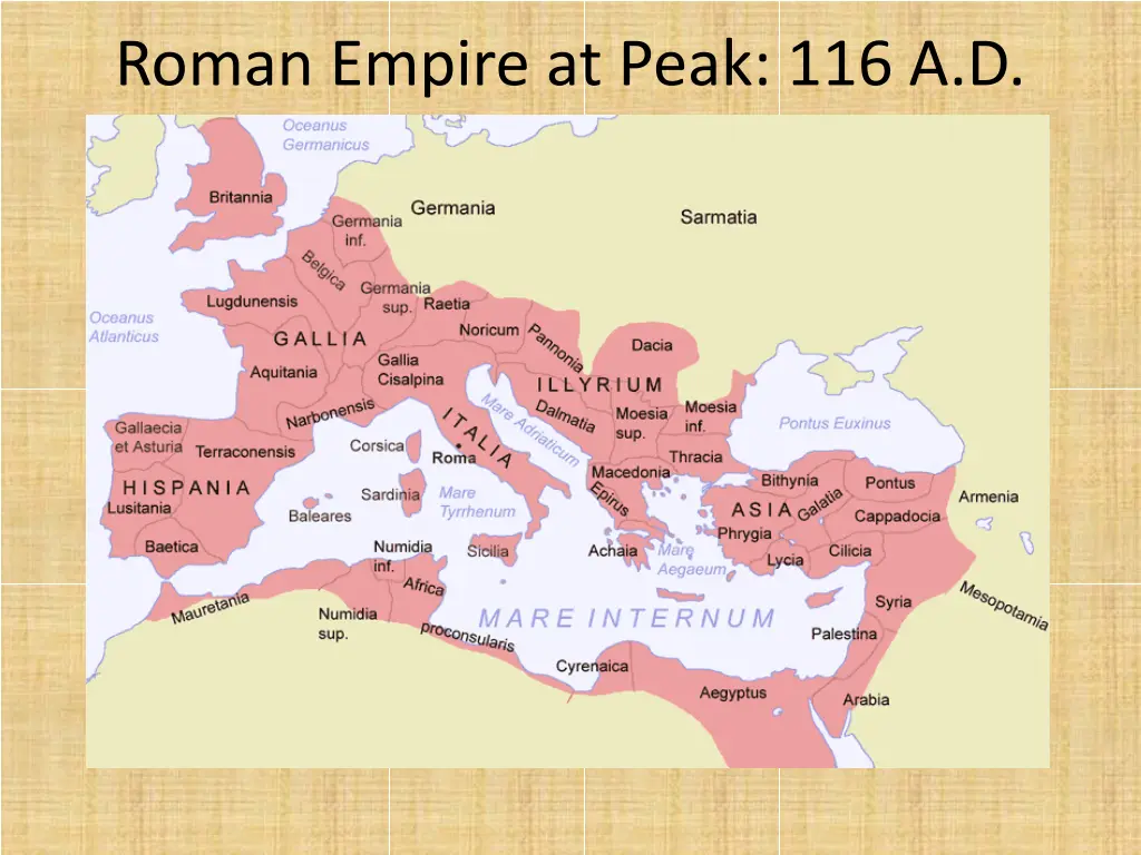 roman empire at peak 116 a d