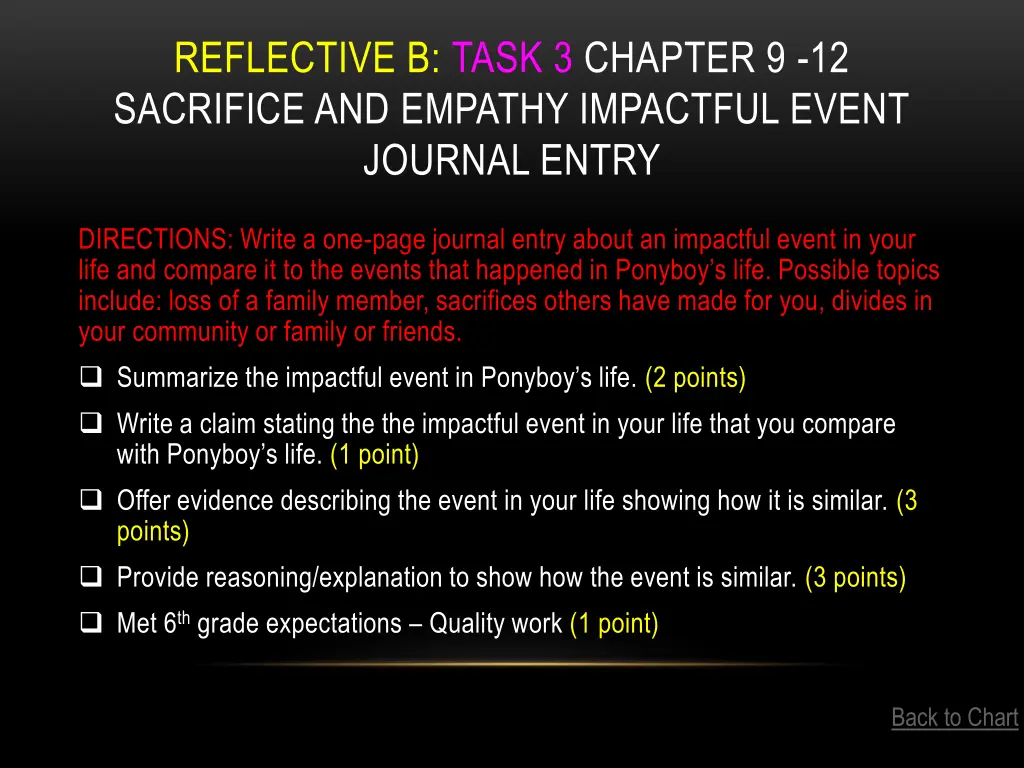 reflective b task 3 chapter 9 12 sacrifice