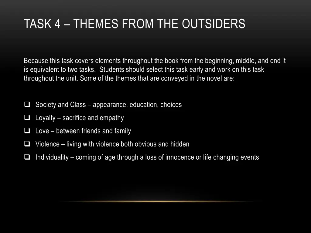 task 4 themes from the outsiders