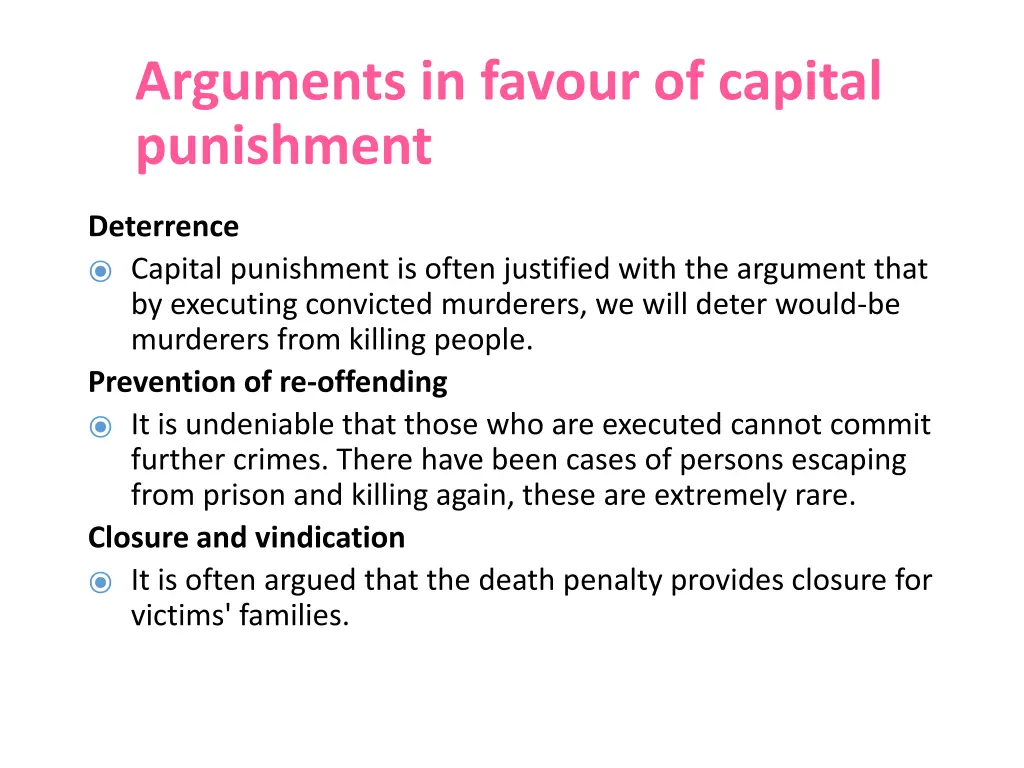 arguments in favour of capital punishment