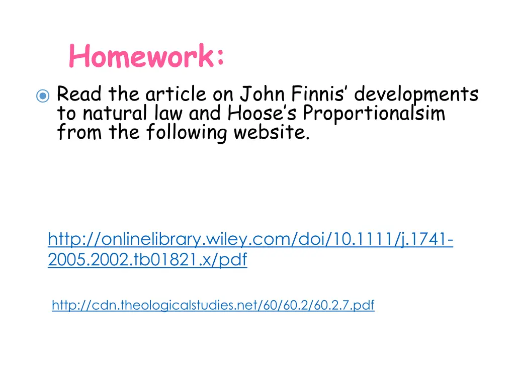 homework read the article on john finnis