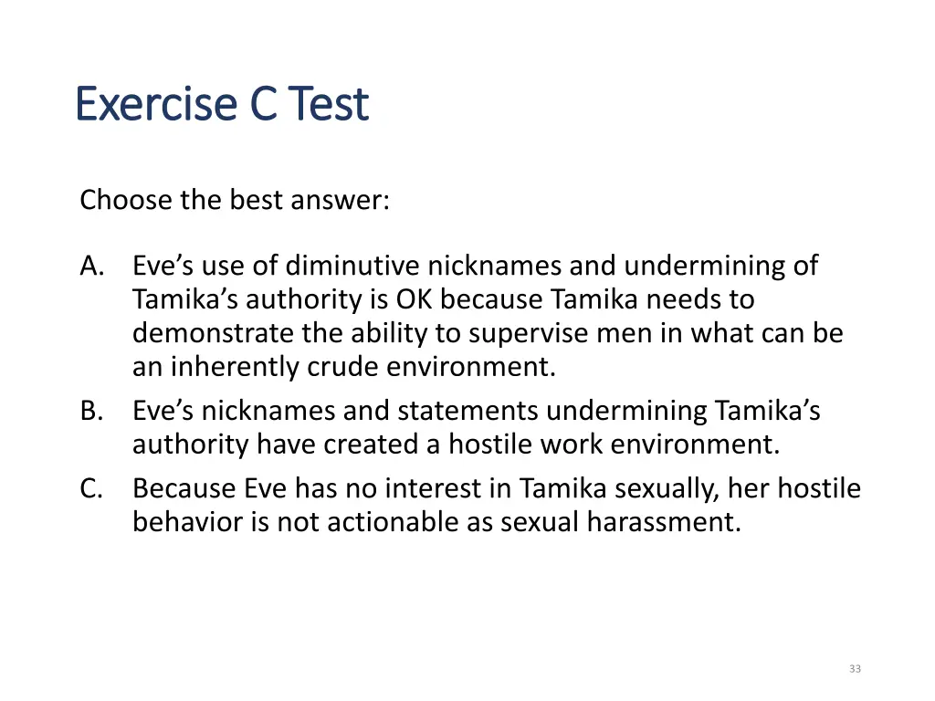 exercise c test exercise c test