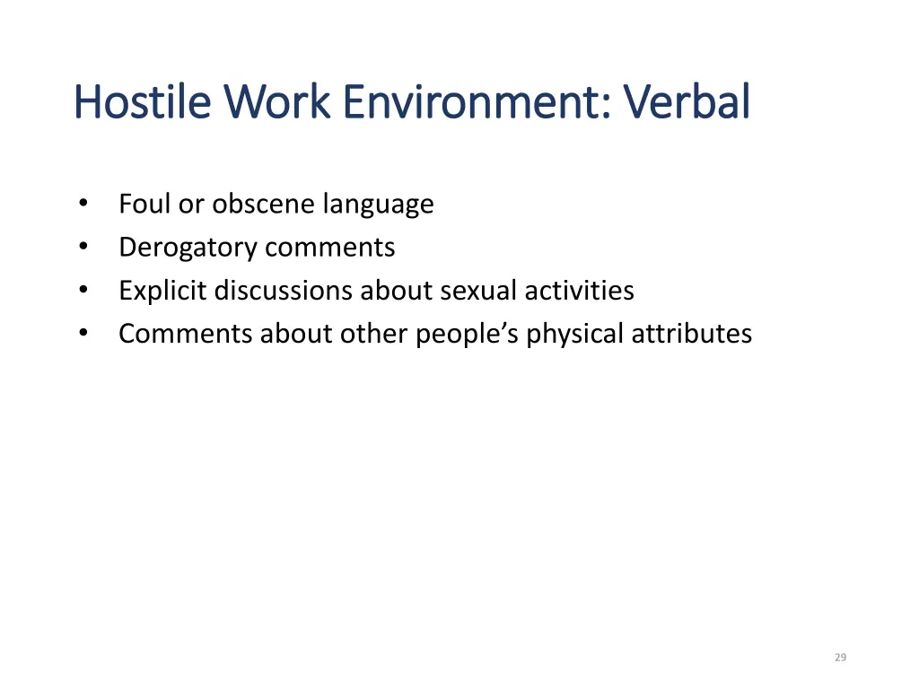 hostile work environment verbal hostile work