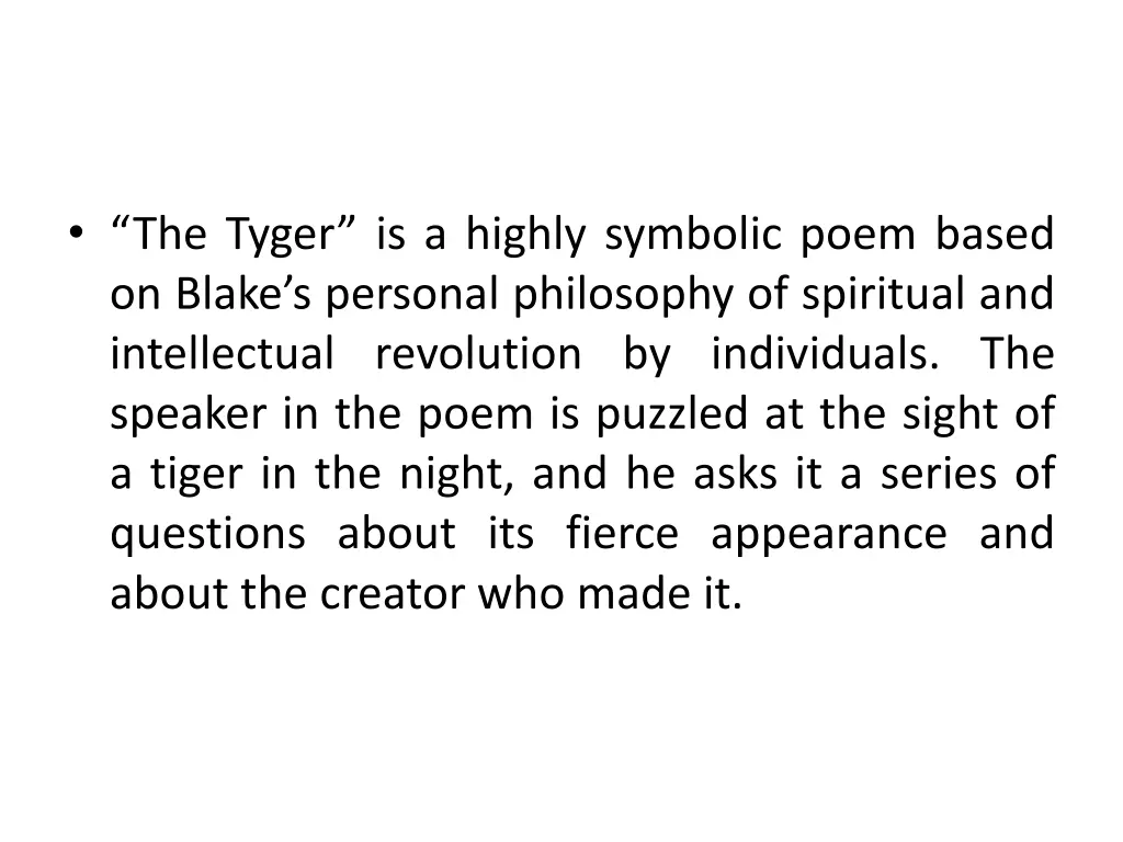 the tyger is a highly symbolic poem based