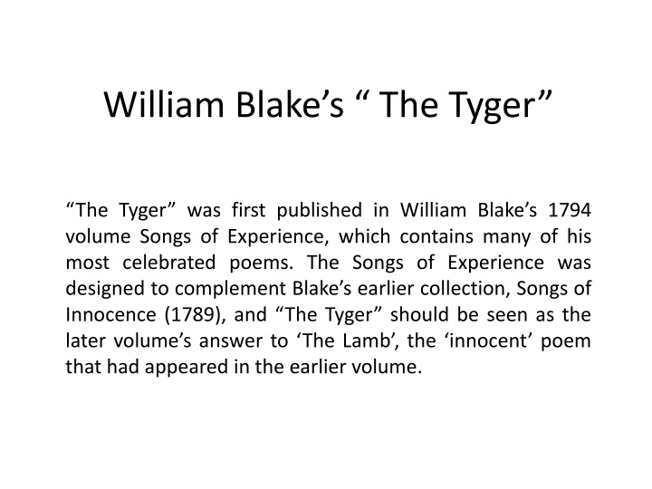 william blake s the tyger