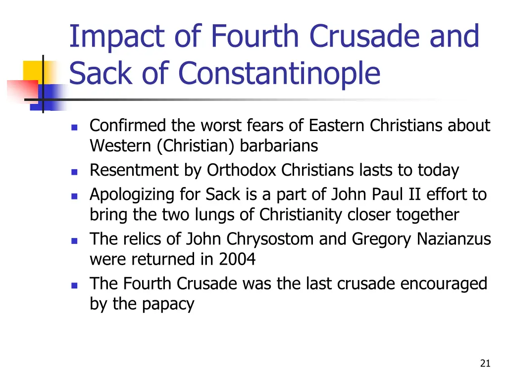 impact of fourth crusade and sack