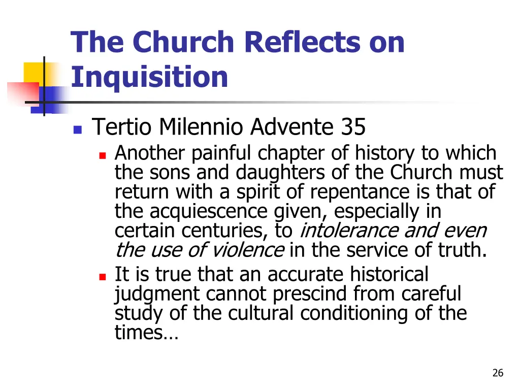 the church reflects on inquisition