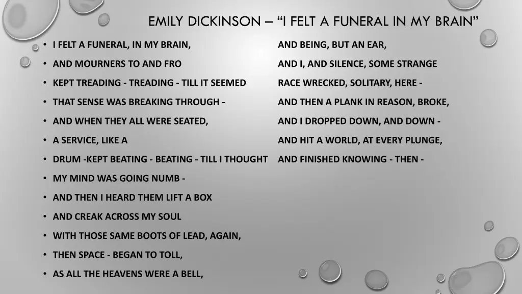 emily dickinson i felt a funeral in my brain