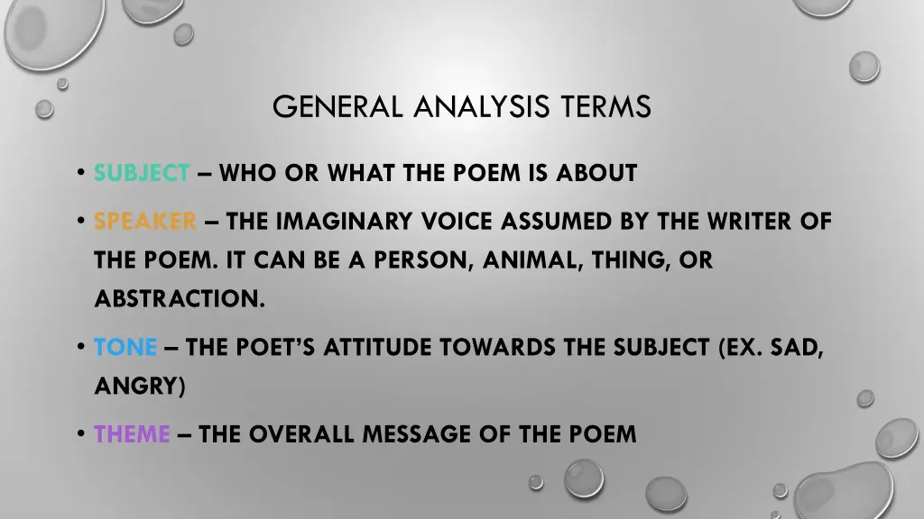 general analysis terms