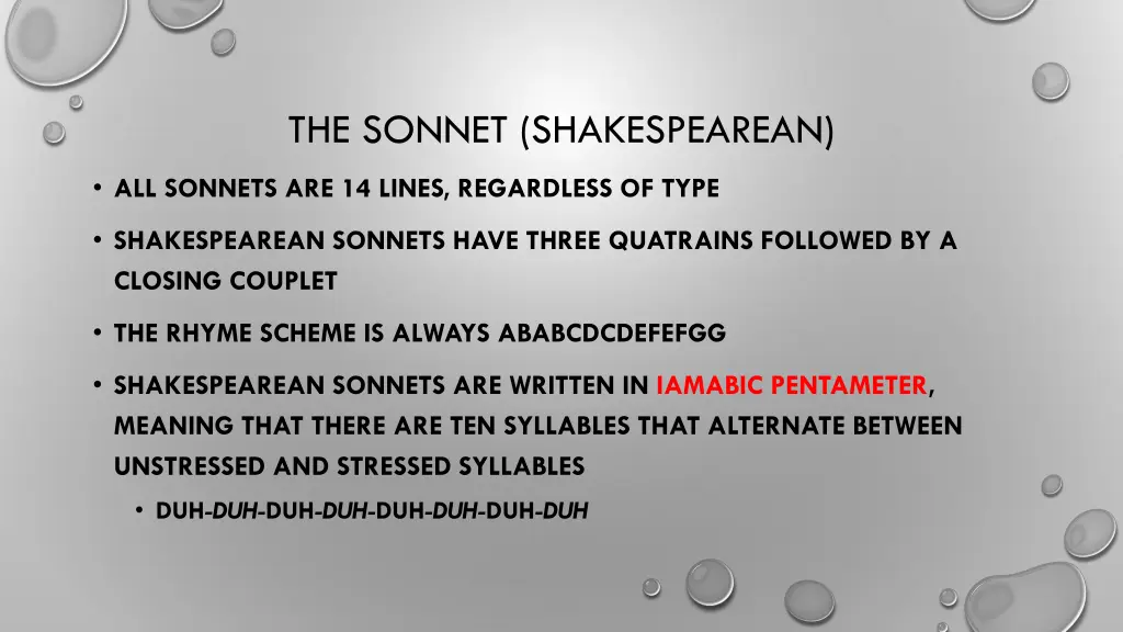 the sonnet shakespearean