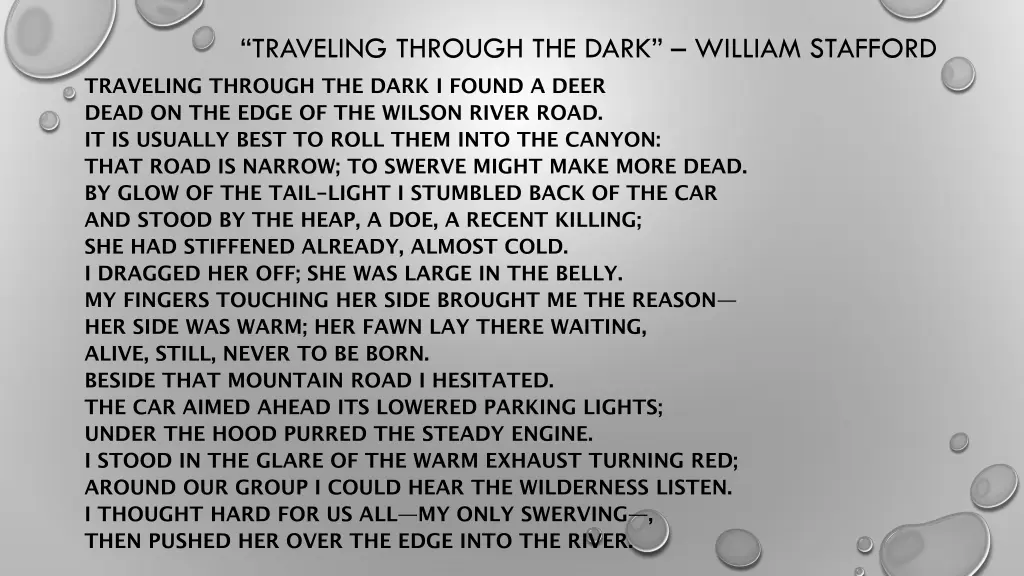 traveling through the dark william stafford