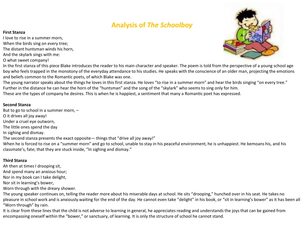 analysis of the schoolboy