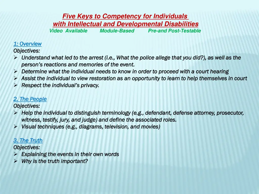 five keys to competency for individuals with