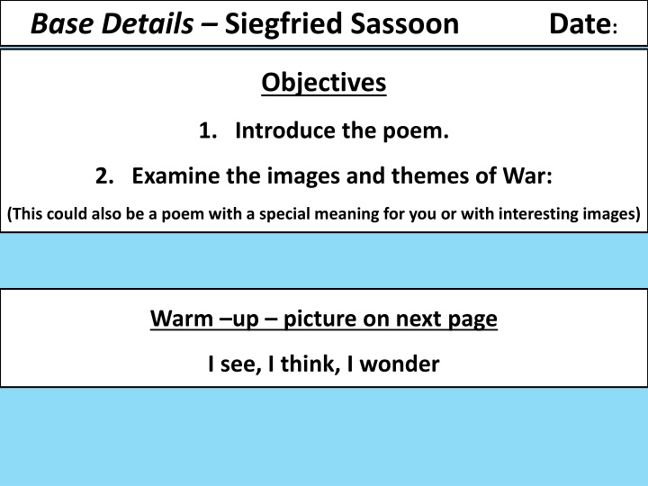 base details siegfried sassoon