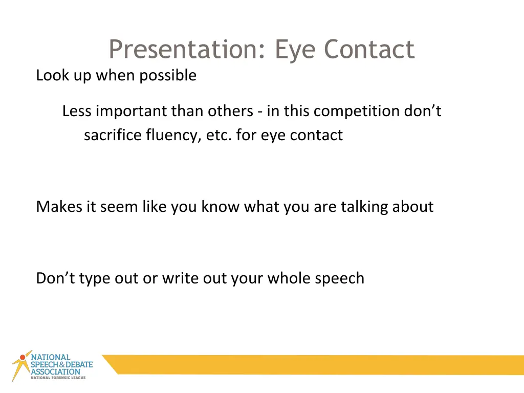 presentation eye contact look up when possible