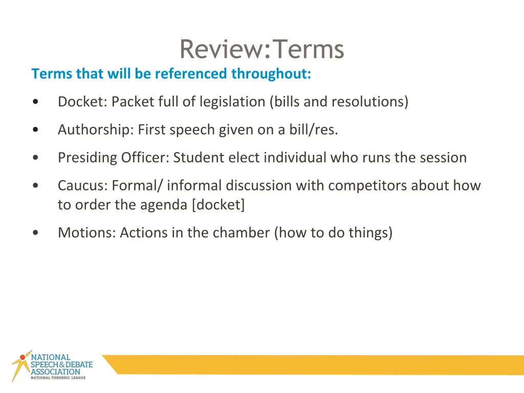 review terms