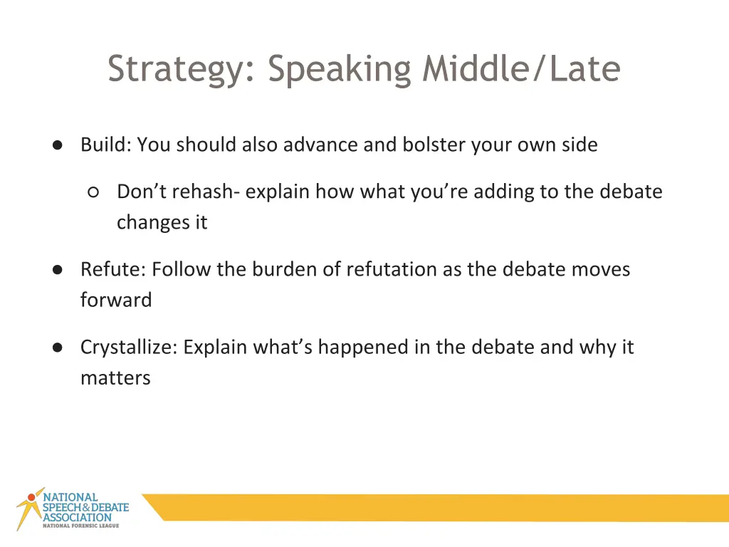 strategy speaking middle late