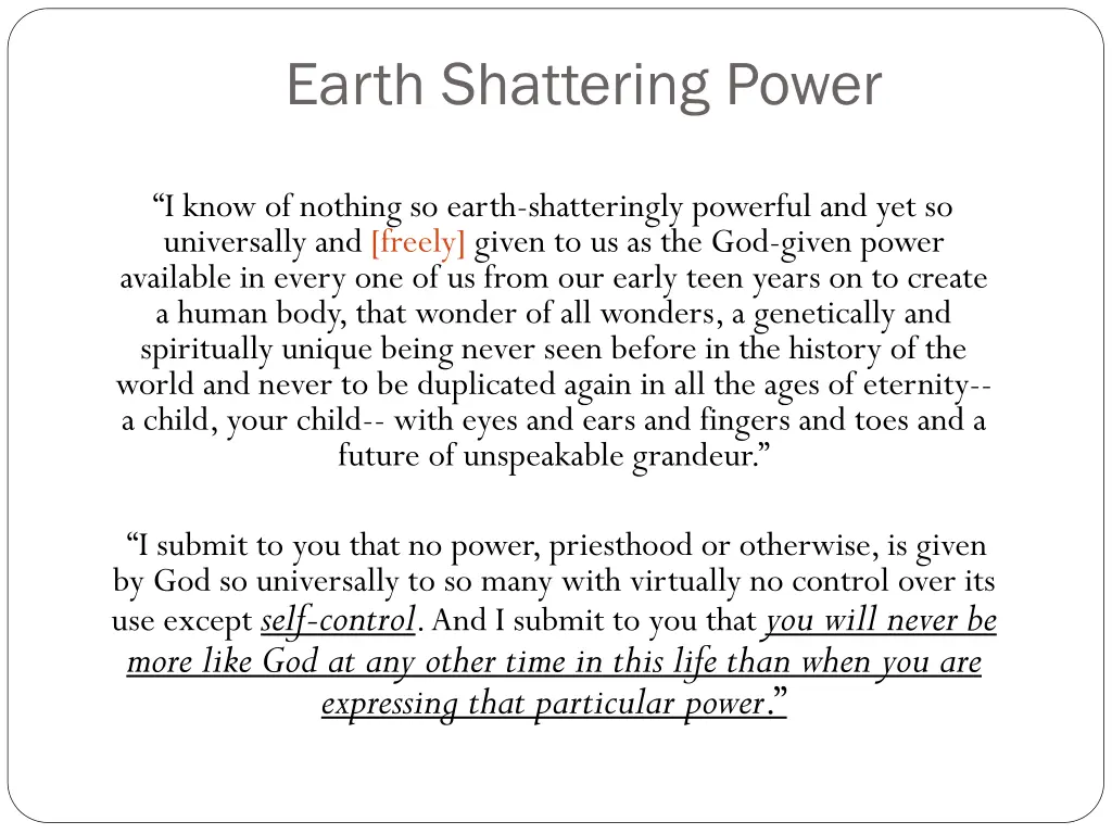 earth shattering power