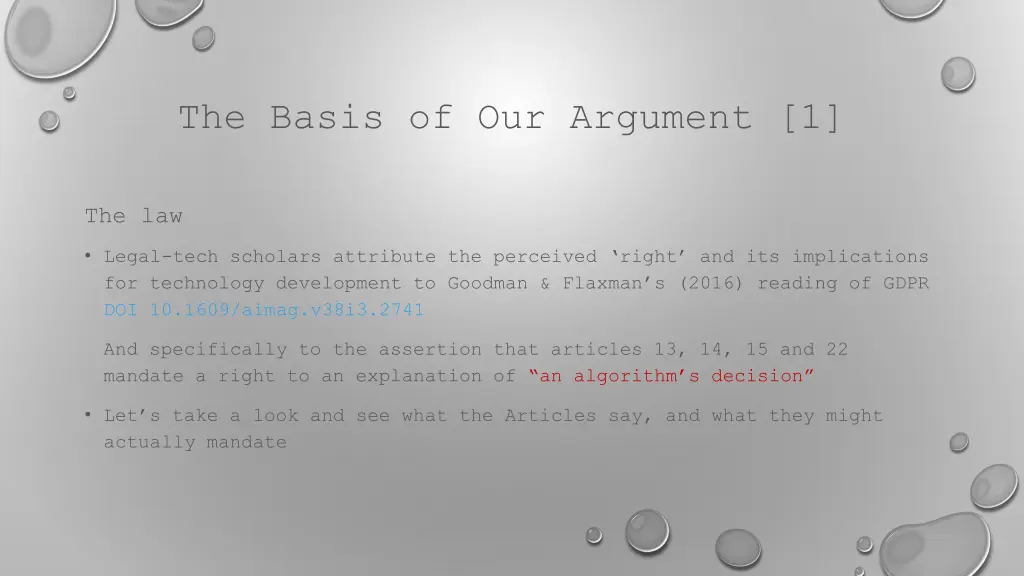 the basis of our argument 1