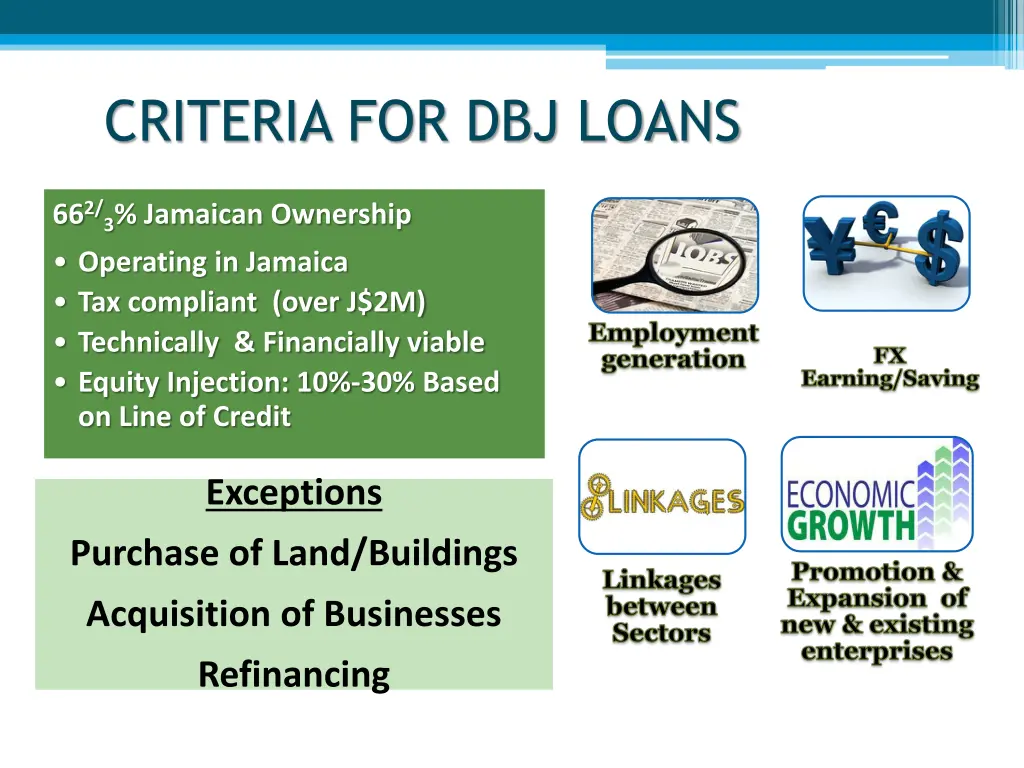 criteria for dbj loans