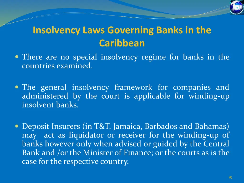 insolvency laws governing banks in the caribbean