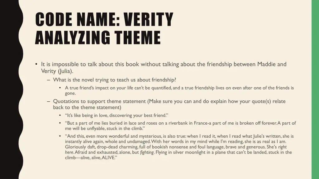 code name verity analyzing theme