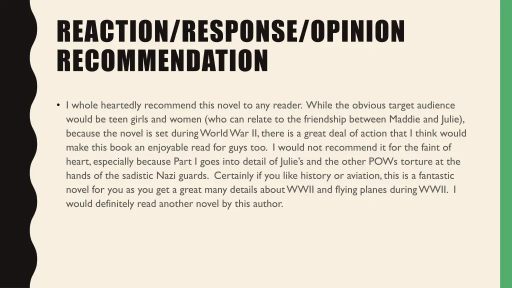 reaction response opinion recommendation