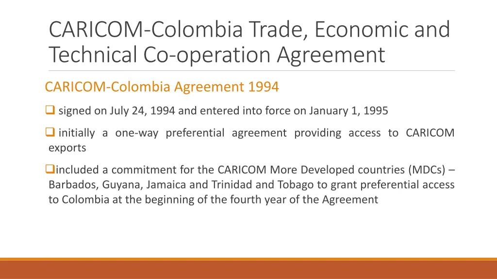 caricom colombia trade economic and technical