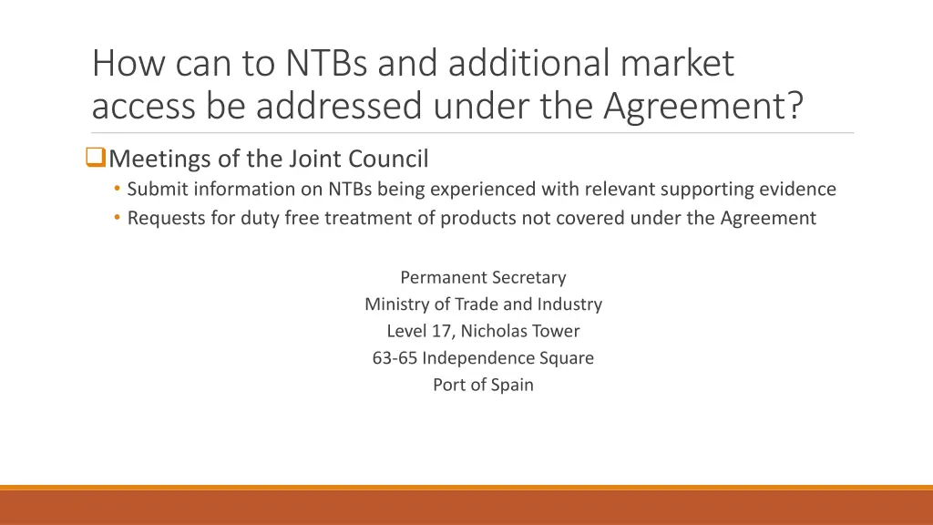 how can to ntbs and additional market access